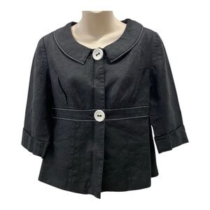 Vex Collection Black Jacket, 98% Cotton 2% Spandex White Stitching and Buttons
